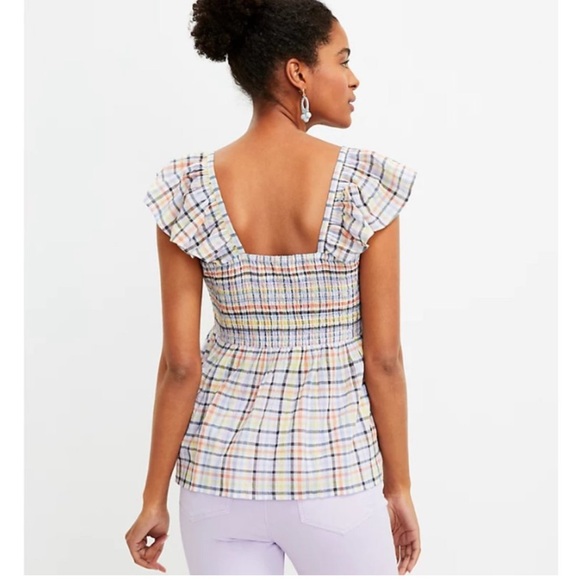 NWT LOFT denim flutter sleeved top XL - Picture 2 of 7